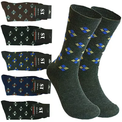 3-12 Pairs Mens Cotton Mid Calf Crew Business Multicolor Dress Socks Size 10-13 • $6.99