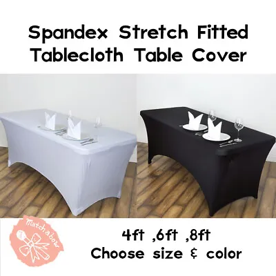 2pcs Spandex 4ft 6ft 8ft  Stretch Fitted Tablecloth Table Cover Wedding Event  • $23.89