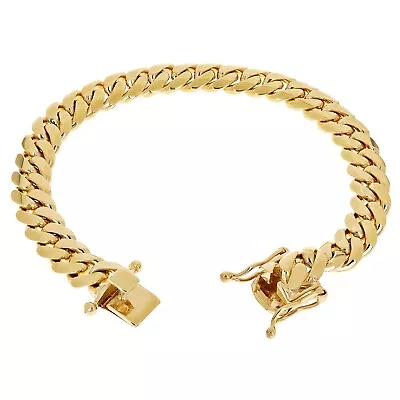 14k Yellow Gold Solid Miami Cuban Link Chain Bracelet 8.5  10mm 68.3 Grams • $4098.49