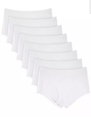 Club Room Men's Briefs 8-Pack Full Cut Tagless No Ride Up White 2XL • $17.95