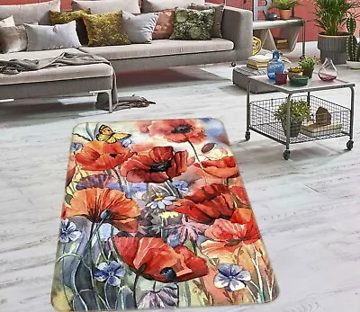 £29.99 • Buy 3D Red Poppy Flower NA9382 Game Rug Mat Elegant Photo Carpet Mat Fay