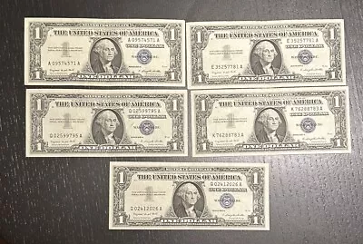 1957 $1 Silver Certificate Note AU/UNC Crisp (Lot Of 5 Bills) Dollar Bill • $0.99