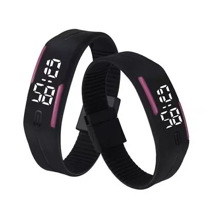 Mens Womens Sports Digital Silicone Rubber LED Waterproof Bracelet Wrist Watch • $1.99