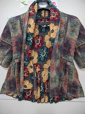 Anthropologie Moth Sweater Women XS Impressionist Cardigan Open Floral 100% Wool • $35