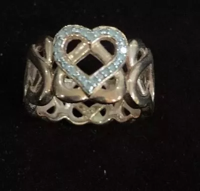 MiAdora Rose Plated Silver 1/10th Tdw Diamond Heart Eternity Ring Sz 6 • $114