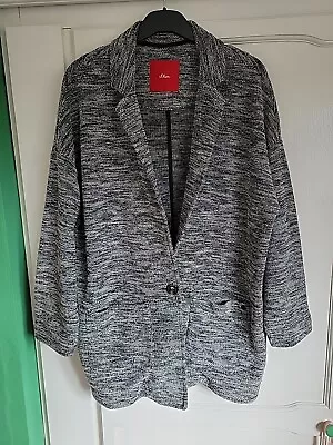 S.Oliver Blazer Jacket Grey Womens Size UK 12 Long Sleeve Tweed Style Preowned  • $12.42