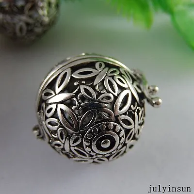 2PCS Antique Silver Copper Harmony Ball Mexican Bola Bell Findings Charms 51019 • $3.98