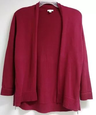 J Jill Knit Sweater Cardigan Open Front Full Zip Sides Size M Cape Red • $16.95