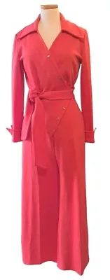 VTG Homemade Disco 70's Jumpsuit Wide Leg Long Sleeve Womens Red Size Large • $125.99