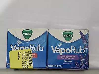 2 Boxes Vicks VapoRub Ointment & Cough Suppressant 1.76 Oz Regular & Lavender • $10.50