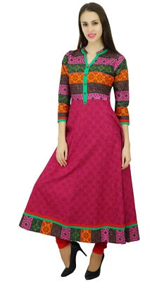 $39.59 • Buy Amoghah Printed Long Anarkali Cotton Kurta Traditional Indian Kurti-OGe
