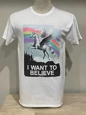 Unicorn Pegasus “I WANT TO BELIEVE” T-Shirt Size Small NEW WITH TAG • $9.99