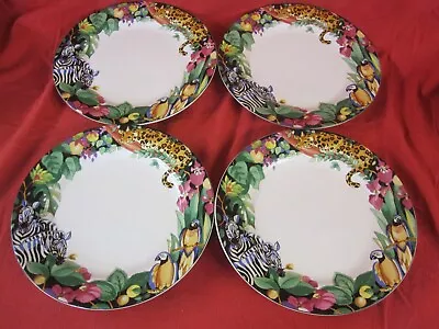 Rain Forest Rare Vintage 10 5/8 Dinner Plates By Sue Zipkin Vitromaster Set Of 4 • $54.99