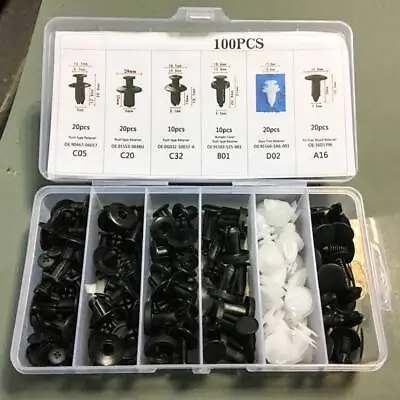 100pc Universal Auto Bumper Parts Set Fastener Clip Push Type Retainer Pin Rivet • $13.99