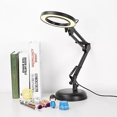 LED Desktop Magnifying Lamp 5X Magnifier Light Stand Beauty Nail Craft Base • £16.96