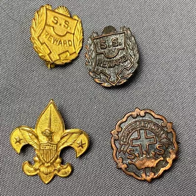 Lot Of 4 Vintage Military Hat Badges Lapel Pins SS Rewards Congressional SS • $20