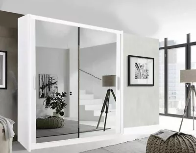 Milan Modern 2&3 Sliding Door Wardrobe Cabinet Bedroom 6 Sizes 4 Colors With LED • £30.99