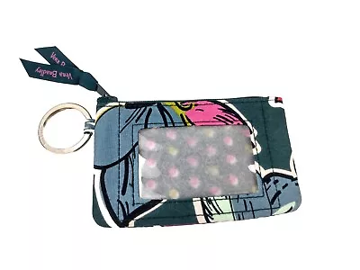 Vera Bradley Retired Falling Flowers Zip ID Case Blue Green Pink Brand New • $6.99