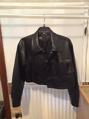 Black Leather-Look Short Jacket; Size 16; Miss Selfridge; Hand Wash;Cowboy Style • £18