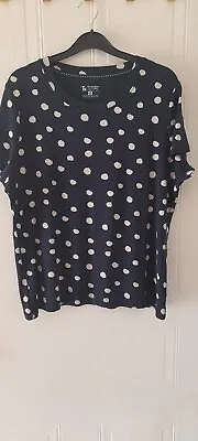£3.50 • Buy Womens Navy Polka Dot T Shirt 100% Cotton Size 20. VGC