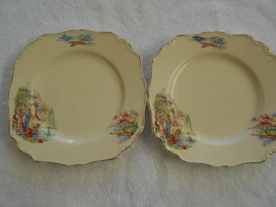 $15 • Buy Vintage J&G Meakin  Sunshine Square Side Plates LOST HORIZON