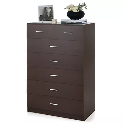7 Drawers Dresser Wooden Chest Of Drawers W/ Metal Handles Guide Rails Espresso • $199.99