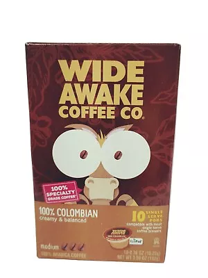 Wide Awake Coffee Pods 10-Pk 100% Colombian Creamy Balanced K Single Cup Brewer • $13.97