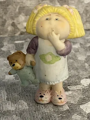 1985 Cabbage Patch Figurine - Girl W/ Teddy Bear -  O.A.A. Inc • $8.34