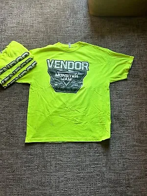 VINTAGE LOT OF 4 Monster Jam VENDOR T-Shirt NEON YELLOW 3-XL & 1-XXL • $17.50