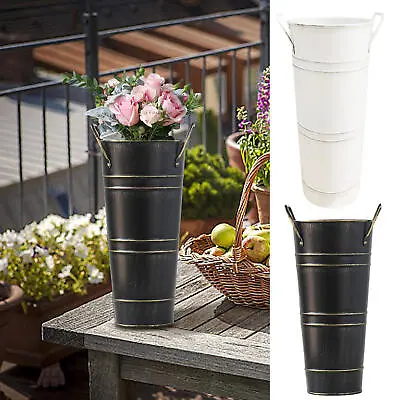 Vintage Metal Umbrella Stand With Handles Reinforced Free Standing Umbrella Bin • £10.39