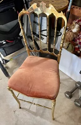 Vintage 1950's Italian Polished Brass Hollywood Regency Style Chiavari Chair • $449.99