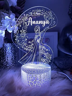 Personalised Princess Elsa  Night Light Nursery Room Lamp Birthday Gift • $40.50