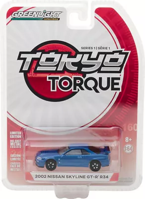 2002 Nissan Skyline Gt-r R34 Bayside Blue 1/64 Diecast By Greenlight 29880 E • $4.90