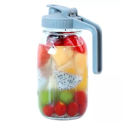 Mason Jar Pitcher With Lid And Spout 32 Oz Regular Mouth Glass Pitcher With H... • $20.76