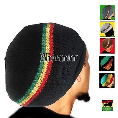 Rasta Cap Dread Tam Hats Beret Bonet Caps Africa Crown Reggae Marley Jamaica M/L • $19.99