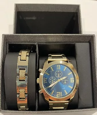 Watch And Matching Men’s Bracelet Macy’s Gold Nib • $12.99