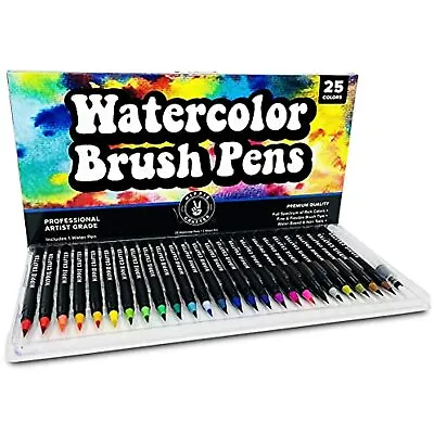 $20.69 • Buy Watercolor Brush Pens Artist Water Coloring Brush Tip Markers Set 25 Paint Pen