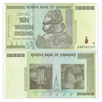 2008 Zimbabwe 10 Trillion Dollars Banknote Currency Uncirculated  • $35.41