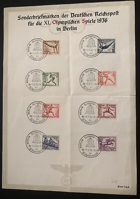 1936 Berlin Germany Olympic Souvenir Sheet Official Cover Comp Set B82-9 • $112.50