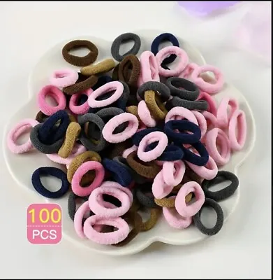 100pcs Kids Small Elastic Hair Bands Ties Baby Girl Children Multicolour School • £2.75