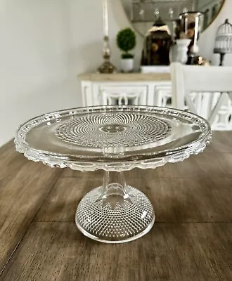 Eapg Glass Cake Stand Dewdrop Pattern Circa 1910 • $39