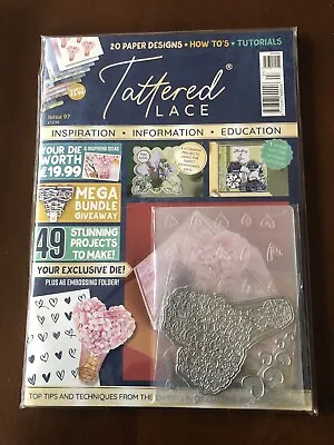 New - Tattered Lace Magazine Issue 97 -  Free Die Embossing Folder & Papers • £7.99
