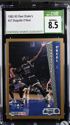 1992 Fleer Drake's #37 Shaquille O'Neal Rookie CSG 8.5 Magic Lakers NM /MINT • $19.99