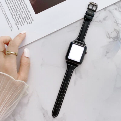 $17.99 • Buy Genuine Leather Apple Watch Band Strap IWatch Series 7 SE 6 5 4 3 2 1 38mm-45mm