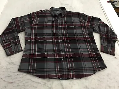 Van Heusen Flex Dress Shirt Mens 2XL 18-18.5 Gray Black Plaid Long Sleeve Pocket • $6