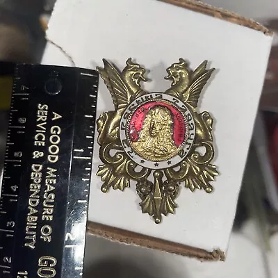  KAISER LEOPOLD I Heraldic Coat Of Arms Brooch Pin Gold Plated Metal & Enamel  • $12