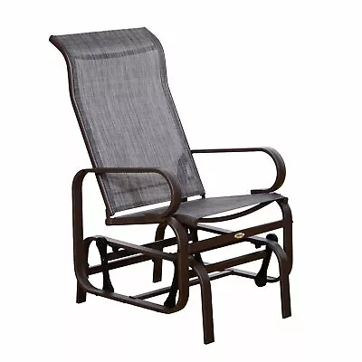 Metal Mesh Fabric Single Outdoor Patio Glider Rocking Chair Brown • $87.35