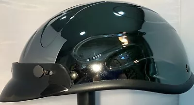 Voss Black Chrome Flame Beanie With Visor Novelty Motorcycle Helmet Light Weight • $42.99