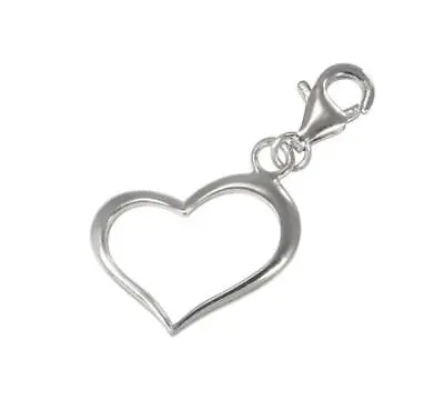 Sterling Silver Open Heart Clip On Charm • £10.05