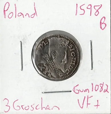 Coin Polish-Lithuanian Commonwealth 3 Groschen 1598 Silver • $34.29